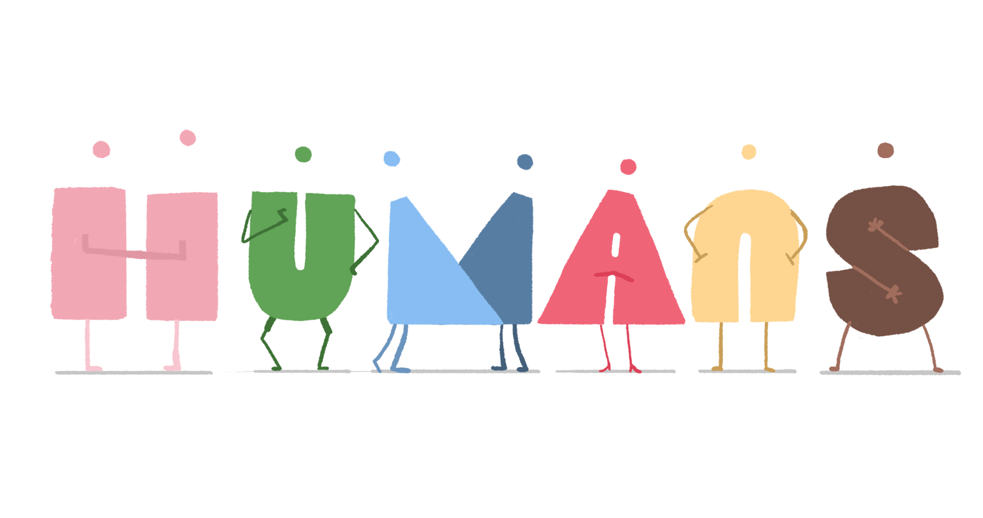 Humans Schriftzug als kleine Männchen